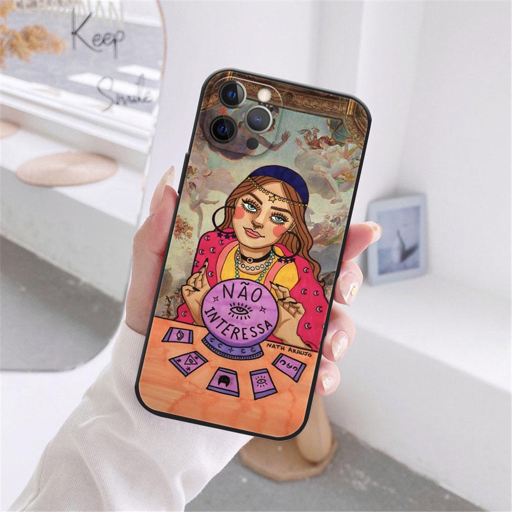 Pouzdro Fashion Devil Girl pro iPhone 12 13 11 Pro Max mini XR 7 8 Plus 2020 X Xs Max černé měkké TPU kryt