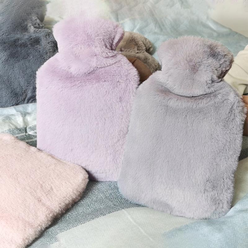 2L Water Bag Protective Case Winter Removable Plush Cover Cold-Proof Warm Faux Fur Fleece Cover Heat Preservation Covers
