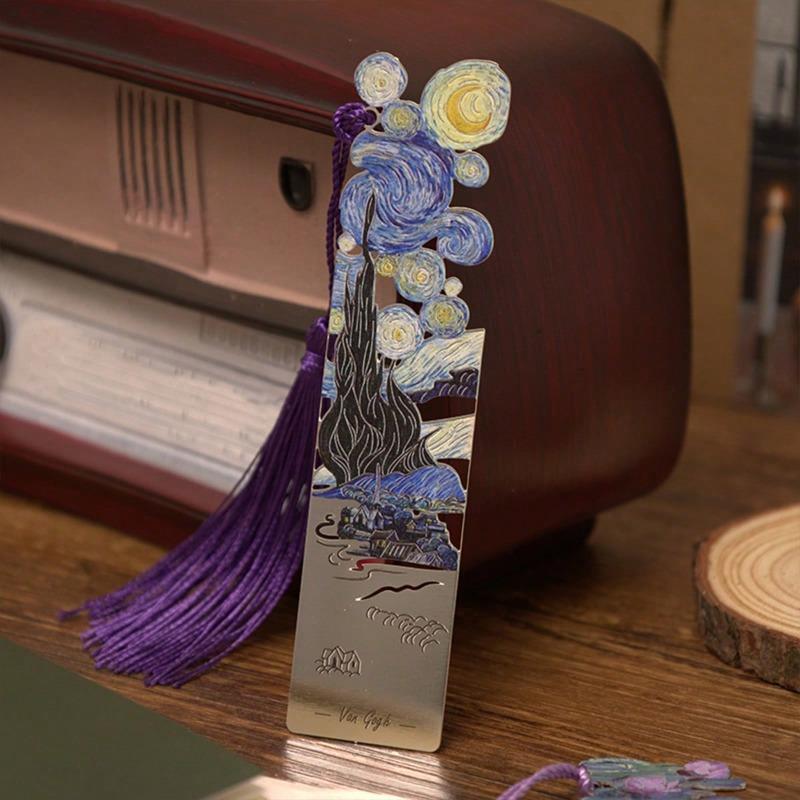 Oil Painting Style Retro Famous Painting Metal Bookmark, Handbook Reading Book Clip Book Buckle Pendant, Student Graduation Gift