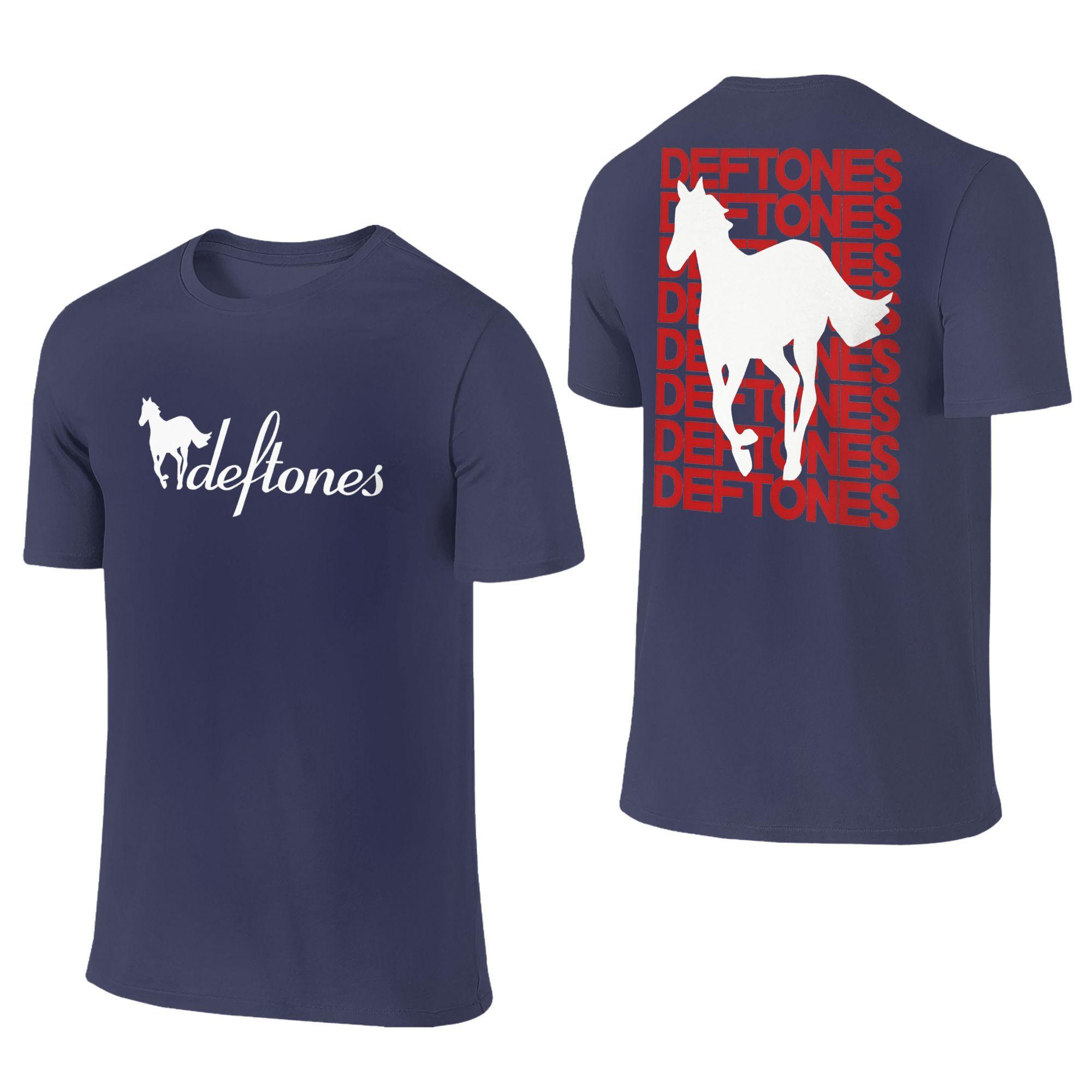 Ohms White Pony Deftones Rockband T-Shirt Herren Tolle Baumwoll-T-Shirts Sommer Atmungsaktiv Harajuku Tee Shirt Logo Oversized Tops S red