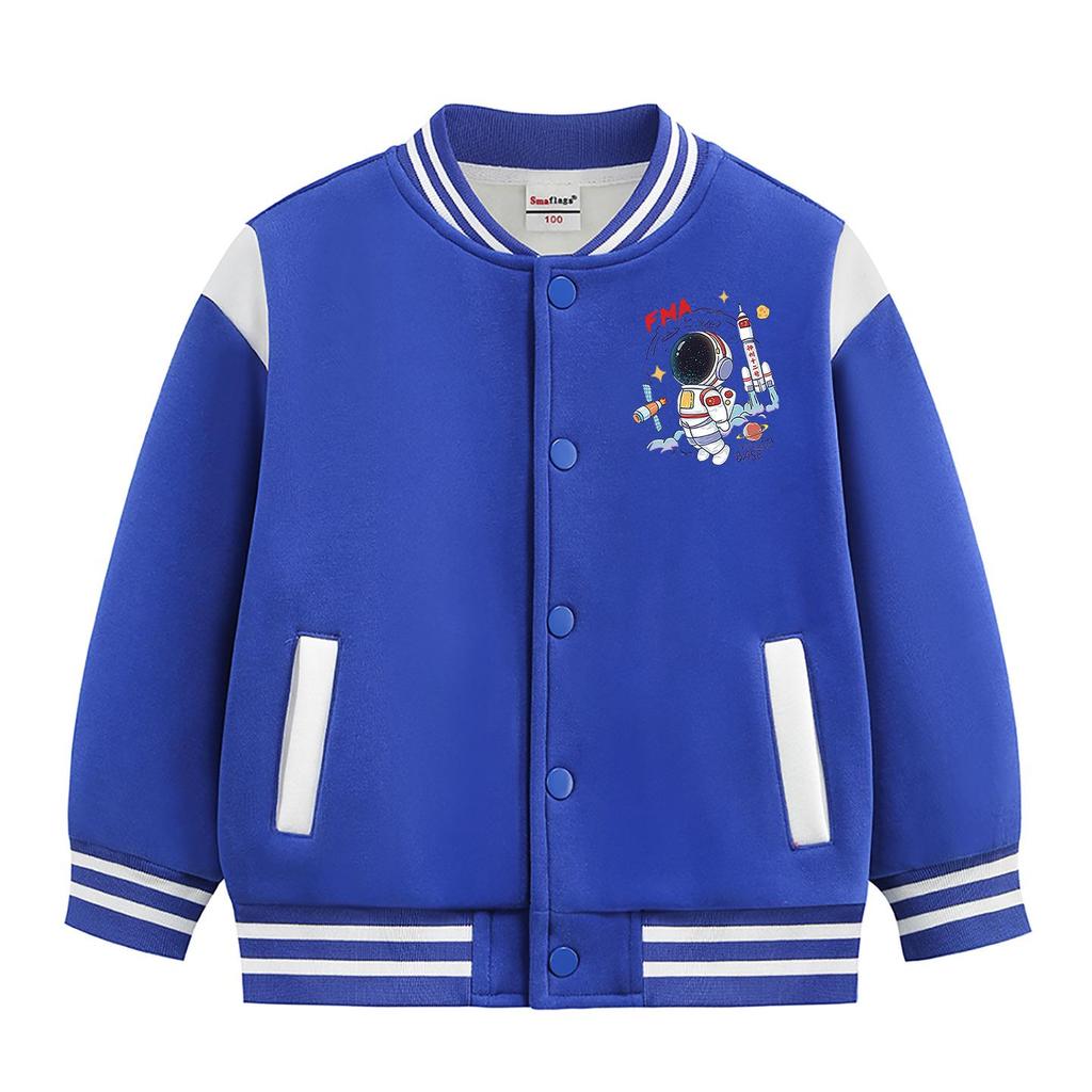 Boys' Seasonal Baseball Jacket 2026: Velvet Lined, Thick, Casual Top for Kids