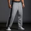 Fashion trousers men's trousers autumn and winter splicing colour collision loose straight drawstring casual trousers men