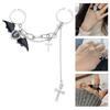 Halloween Devil Crossed Chain Rings Metal Double Finger Rings Fashion Punk Jewelry for Women Girls Ladies Accessories