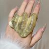 Irregular Texture Ring, Exaggerated Knuckle Ring, Artistic Wide-Band Ring, 3D Pleated Texture Design Adjustable Ring