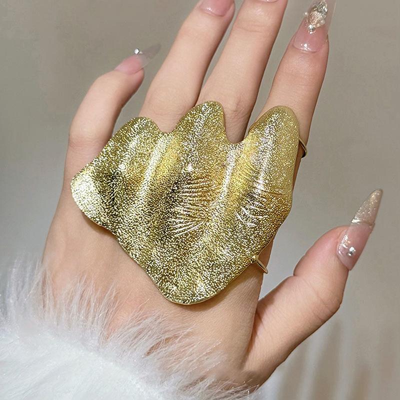 Irregular Texture Ring, Exaggerated Knuckle Ring, Artistic Wide-Band Ring, 3D Pleated Texture Design Adjustable Ring