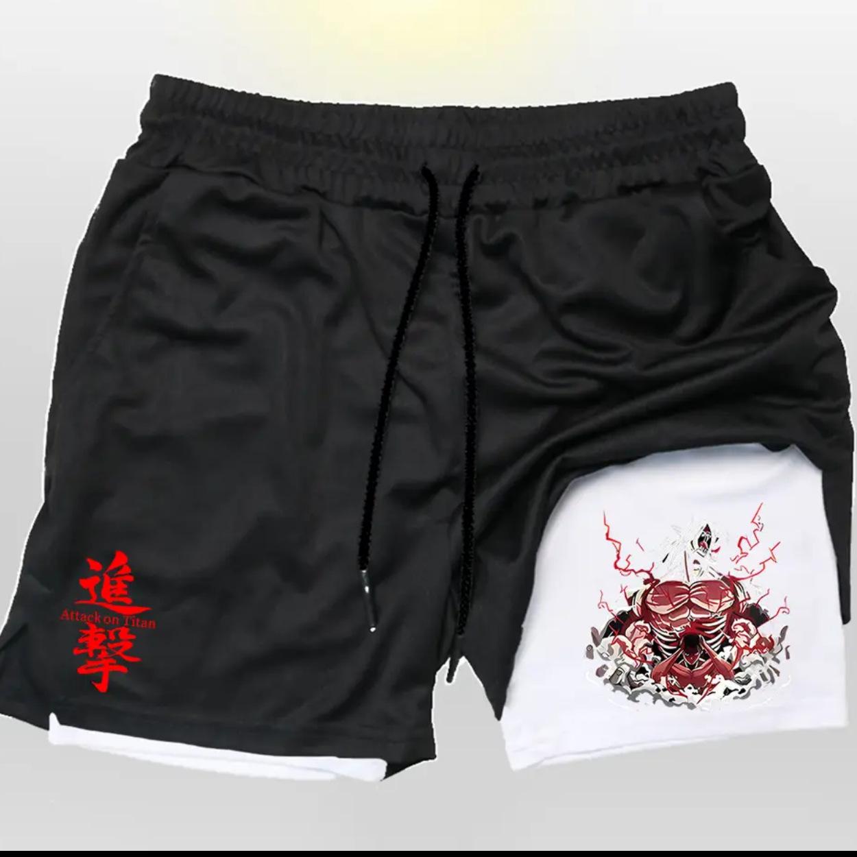 Binchi Keji Travel Anime Bedrukte Herenshorts Dubbellaags Twee-in-&eacute;&eacute;n Sport Fitness Casual Broek M