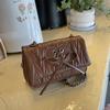 Fashionable and trendy women's  new high-end pleated diamond grid chain single shoulder crossbody small square bag