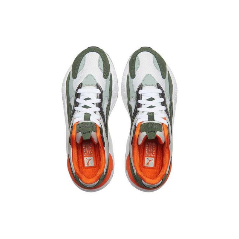 Puma RS-X Mixed Metallic Women Fabric Split Leather Faux Leather Versatile Trend Low Top Lifestyle Sneakers White Green 374668-01