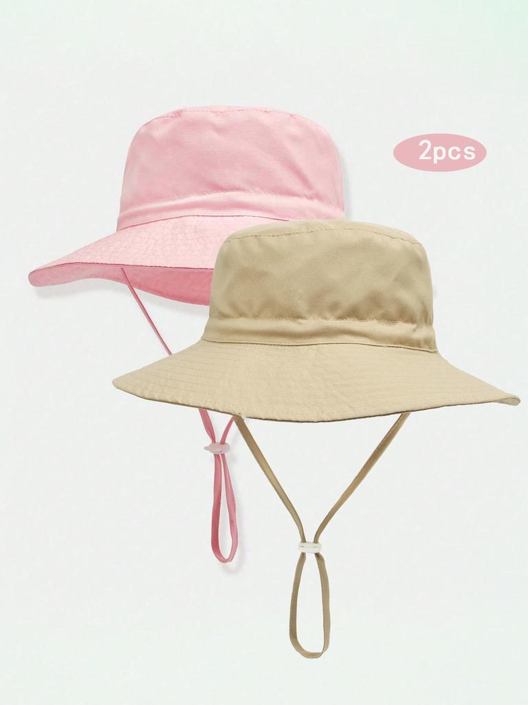 Solid color children's fisherman hat with large brim, fashionable and versatile beach hat, cute baby sun hat