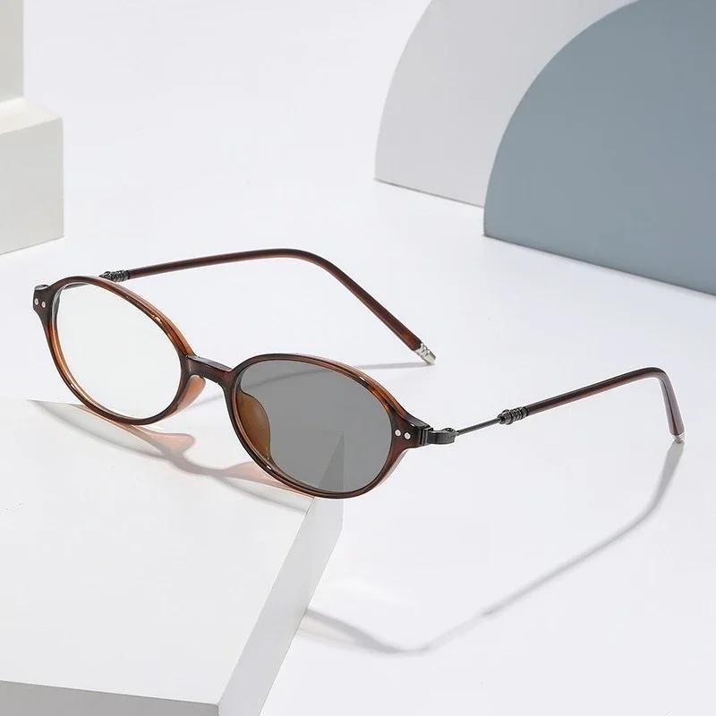 

Women s New Retro Photochromic Myopia Glasses Neutral Fashion Oval Frame High-definition Color-changing Lens Myopia Sunglasses 0