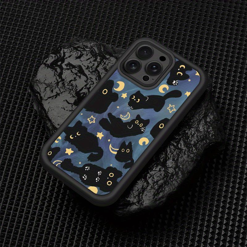 Sternenhimmel Schwarze Katze Neues Design Matt Frosted Niedliche Partner Handyhülle für iPhone 17 16 15 14 Plus 13 12 11 Pro Max Hülle