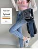 Women's High-Waisted Denim Skinny Pants, Winter Style – Elastic, Slim-Fit, Tummy-Control, Hip-Lifting, Nine-Point Length.