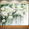 2D Printed Backdrop with White Roses, Greenery and Draped Curtains