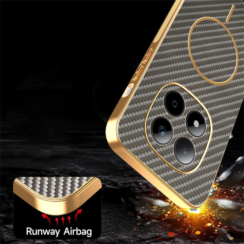 For Xiaomi Redmi Note 15 Pro 5G Phone Case Carbon Fiber Textured Electroplated TPU Back Cover