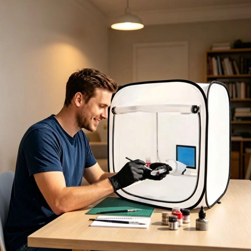 Portable Foldable Spray Paint Tent Airbrush Booth with Breathable Mesh Window for Model Auto Parts DIY Painting
