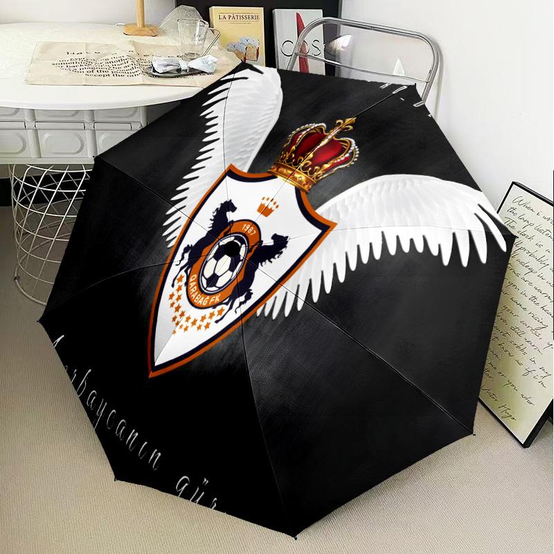 Dynamic Qarabag Crest Design Automatic Folding Umbrella - 8-Rib Travel Umbrella with Auto Open/Close & Portable Gifts for Holidays or Birthdays