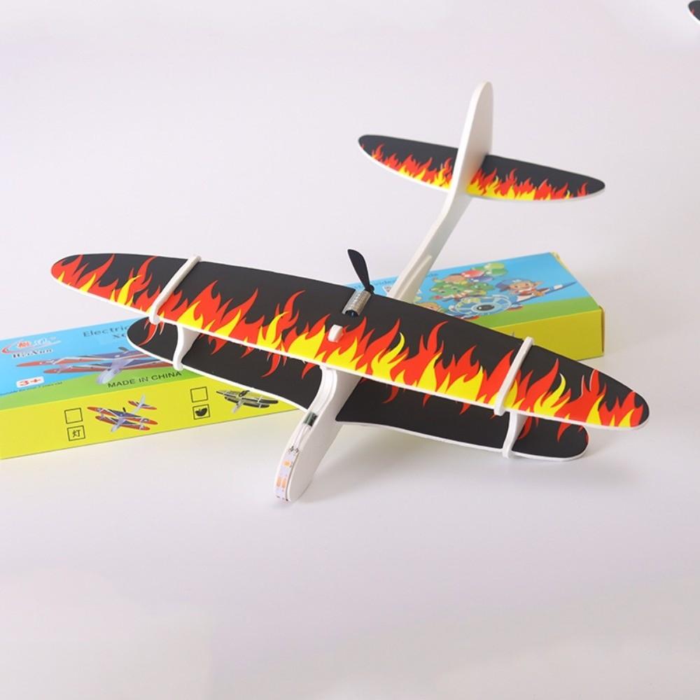 PP Electric Large Foam Biplane Glider with LED Light Flight Glider DIY Aircraft Model Toy