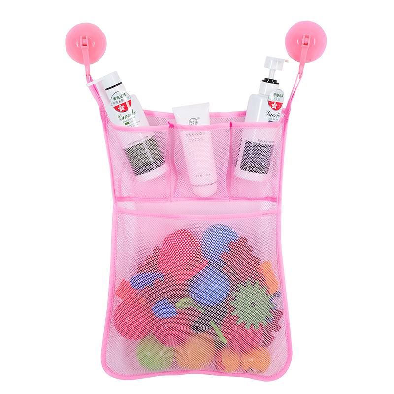 Baby Shower Bath Toys White Baby Kids Toy Storage Mesh With Strong Suction Cups Toy Bag Net Bathroom Organizer