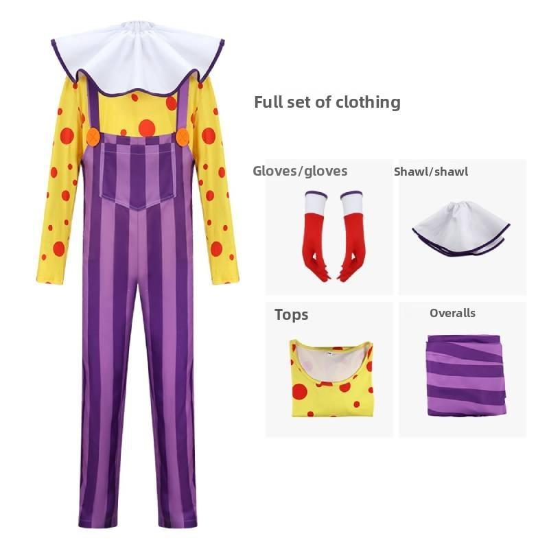 

Toy Story Chuckles The Clown Cosplay Costume With Long Sleeve Top And Overalls For Halloween Dress Up M