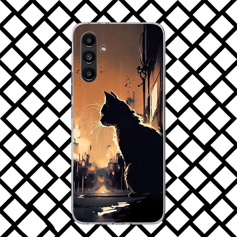 Anime Cat Rain Animal Phone Case for Samsung Galaxy A17 A37 A57 A16 A26 A36 A56 A15 A25 A35 A55 A14 A24 A34 A54 A13 A23 A33 A53