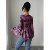 DAFIFY Women's Fashion Casual Spring Autumn Flower Pattern Print Long Sleeve V-Neck Blouses & Shirts