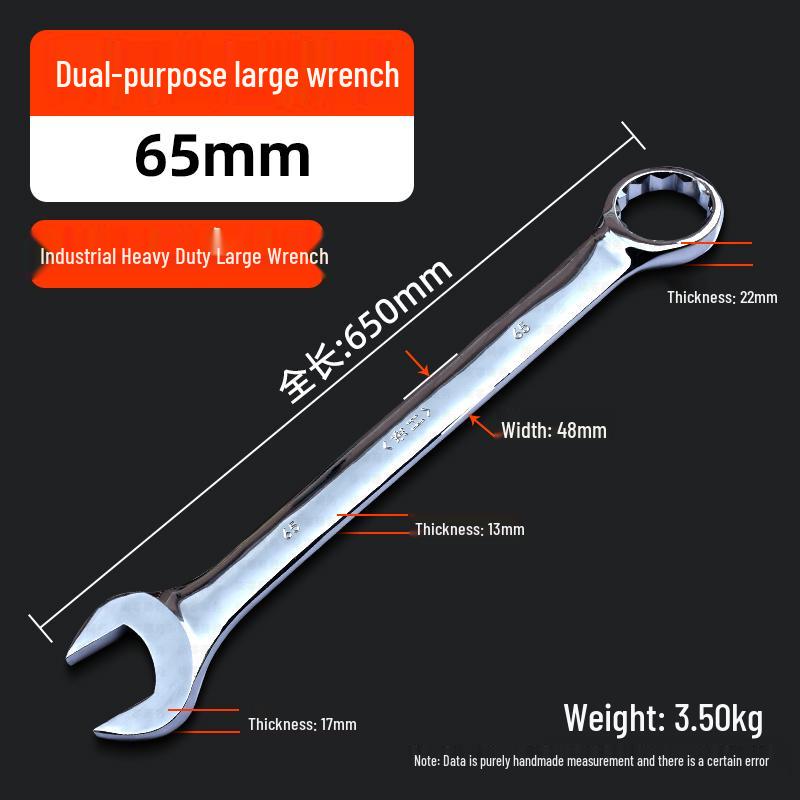 Double-End Wrench Set: Extra Large 6-32mm Open/Box End for Auto Repair