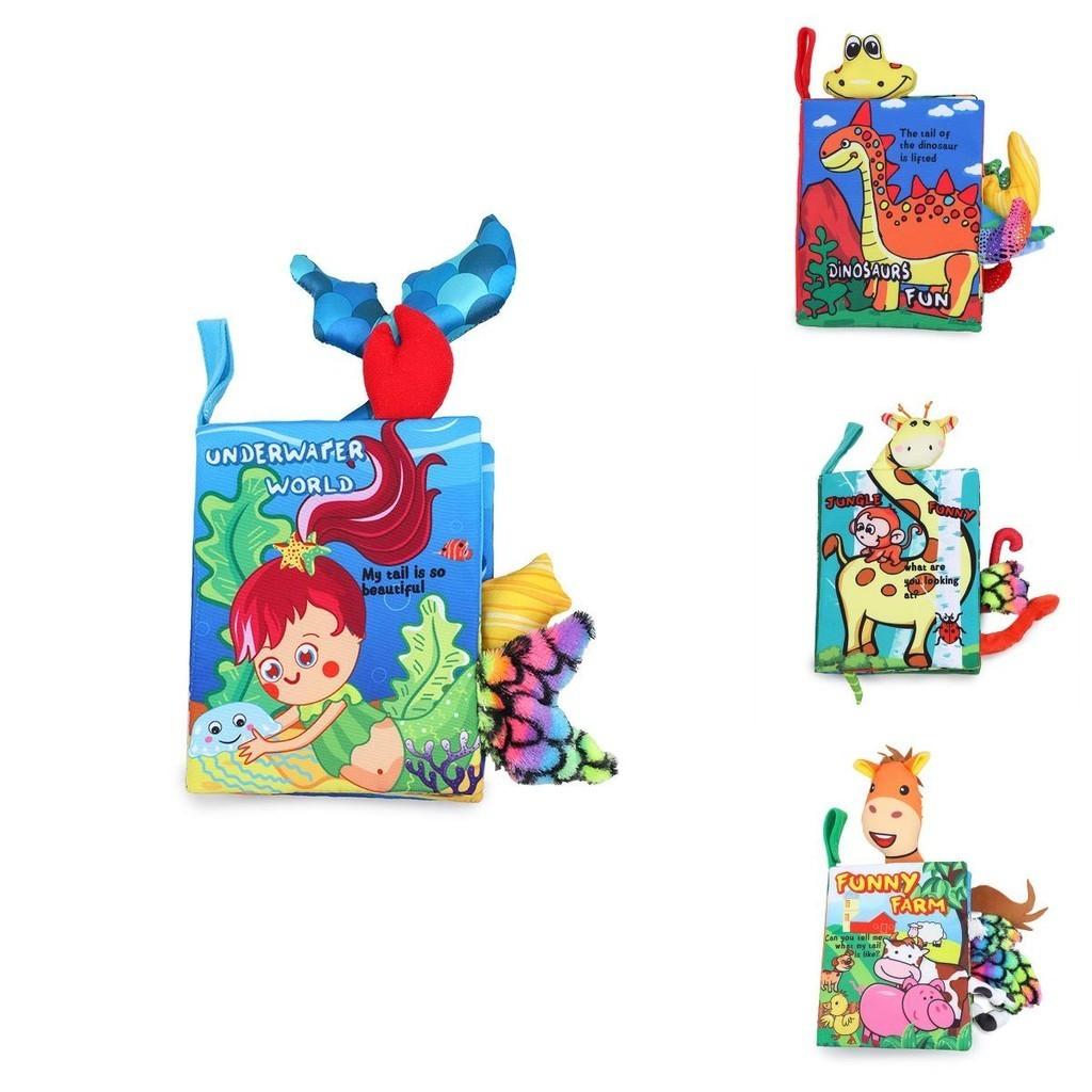Bbsky Baby Tail Cloth Book 3d Tail Animal Cloth Book Tearable Cloth Book 0-1 Year Old Early Education Toy Book