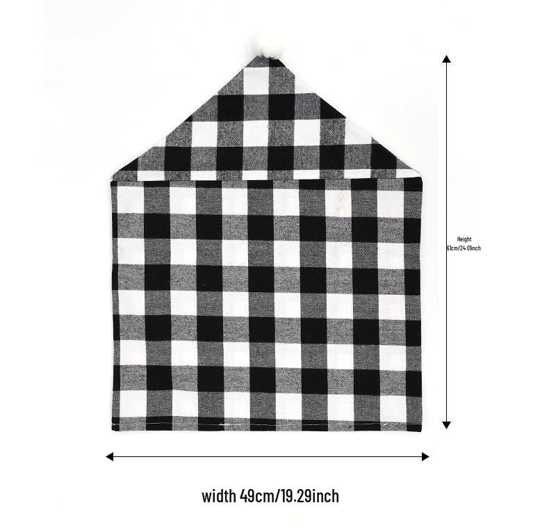 Christmas Red & Black Plaid Cartoon Chair Cover - Festive Home Decor Fabric чёрный