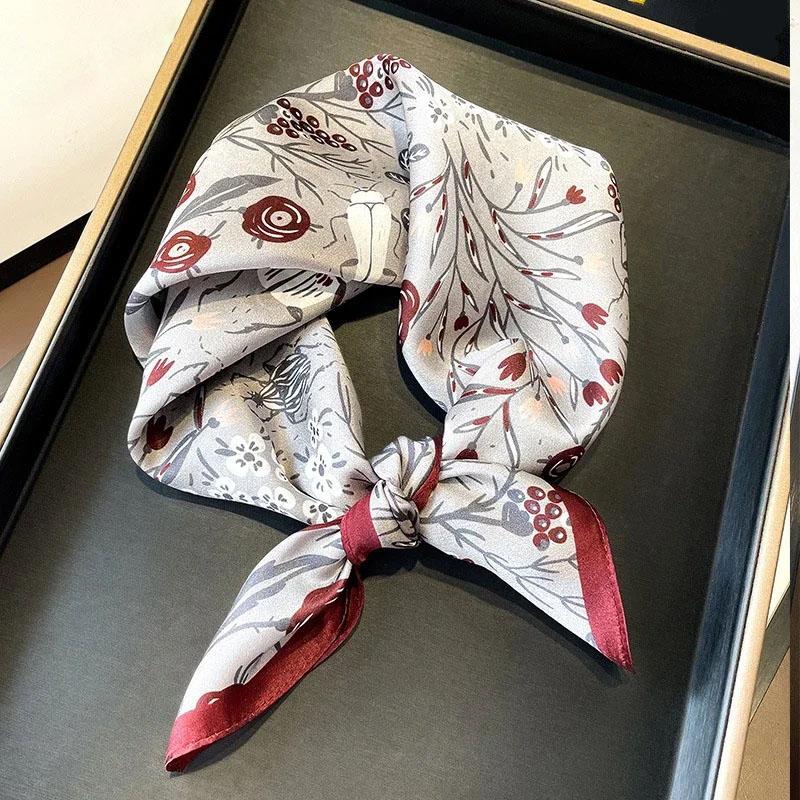 New 100% Natural Real Silk Scarf Fashion Women Summer Beach Small 53*53cm Neck Scarves Shawl Bandana Hijab Pashmina Poncho 2026