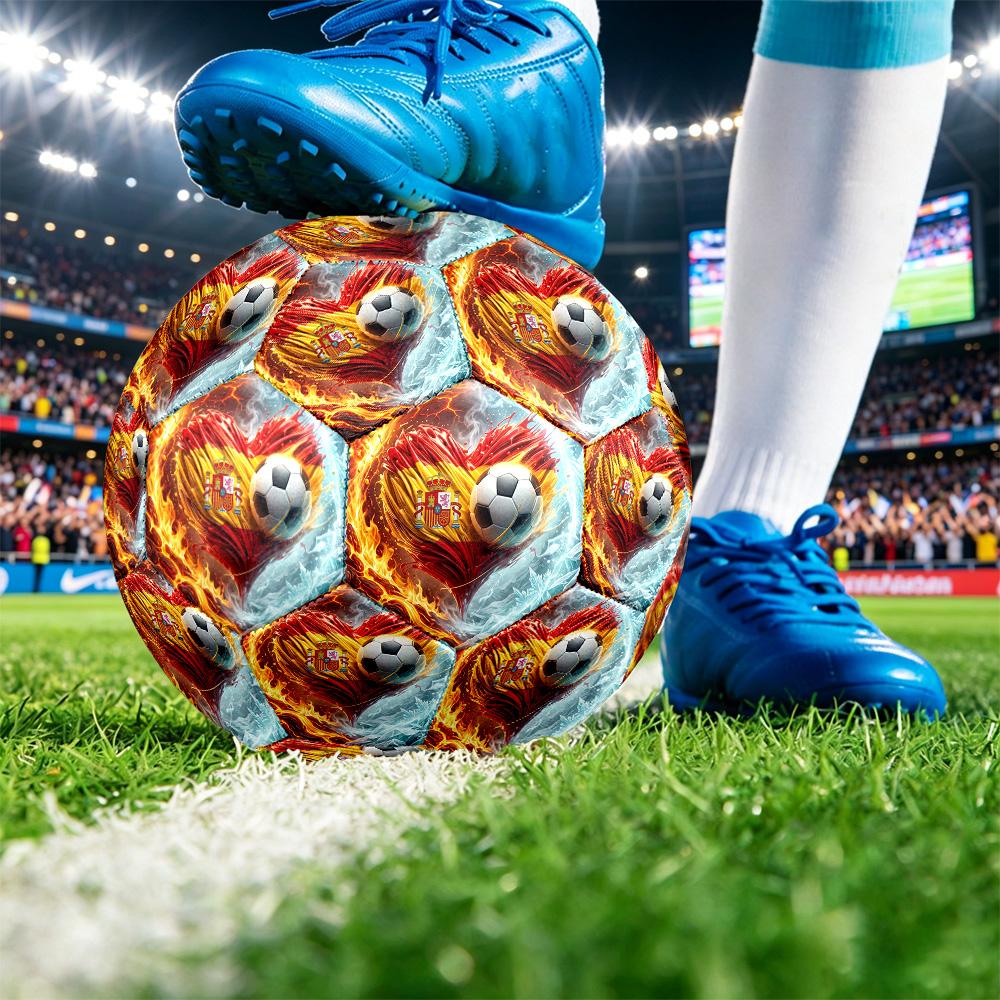 Spain Football Printed Size 5 Soccer Ball Wear Resistant Standard Adult Training Football Fan Gift for Indoor Outdoor Match Sports