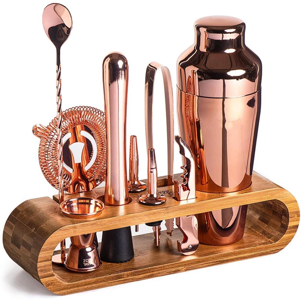 

Cocktail Bar set Mixology Bartender Kit: 10-Piece Bar Tool Set with Stylish Bamboo Stand
