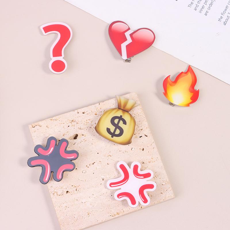 Angry Expression Drop Hair Clip Heartbroken Acrylic Hair Clip Funny Side Clip