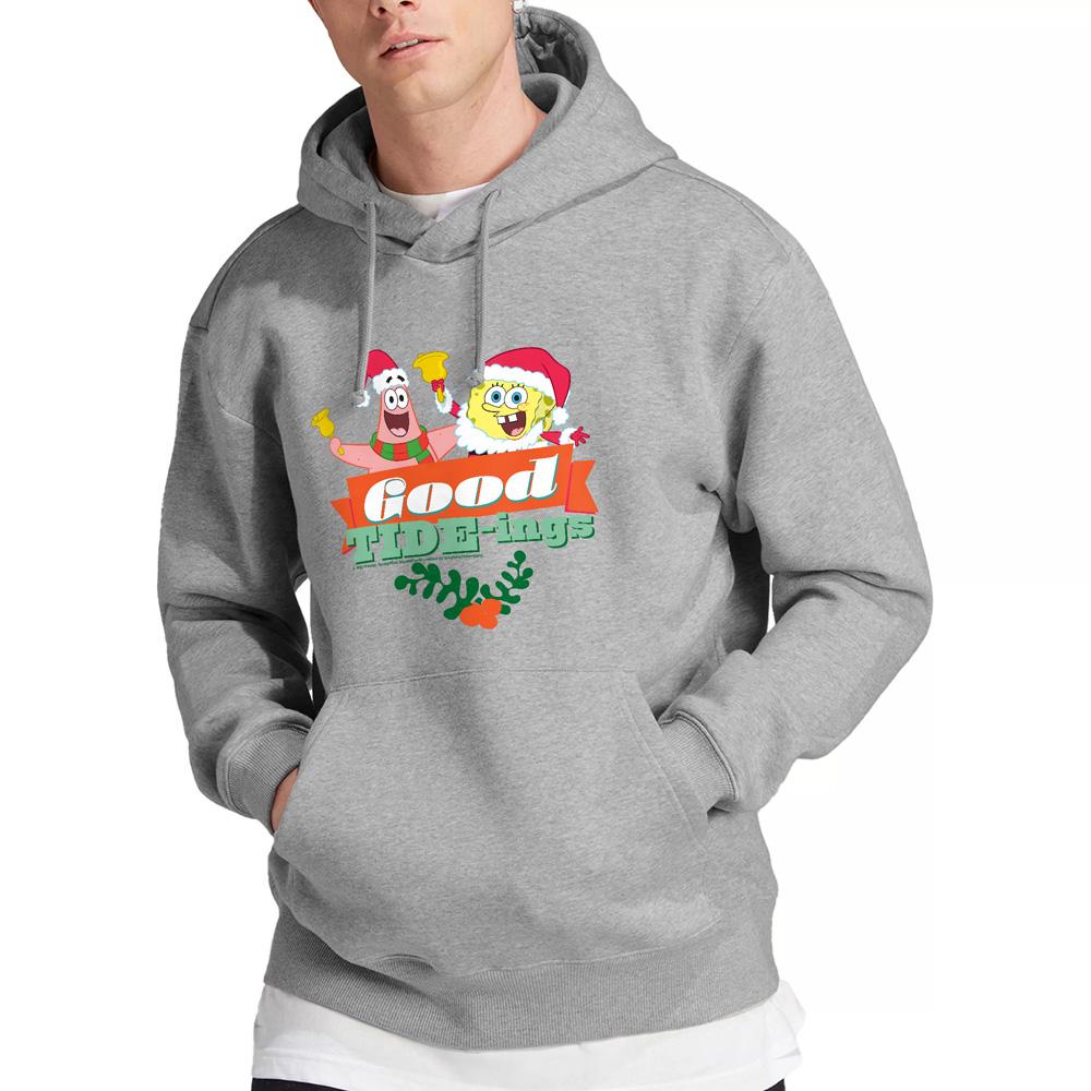 SpongeBob SquarePants Mens Good Tide-ings Patrick Star Santa Claus Christmas Hoodie