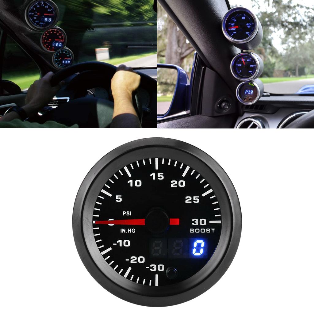 2in 52mm Universal 7 Colors LED Turbo Boost Meter PSI Pressure Gauge Digital Display Pointer