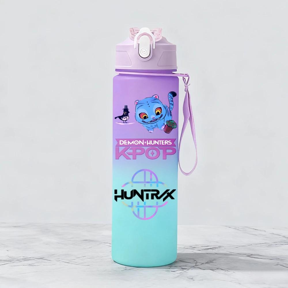 Kpop Demon Hunters Team Creative Gradient Water Bottle Unisex Sports Style Reusable Jug designed for Outdoor Cycling Travel Fitness