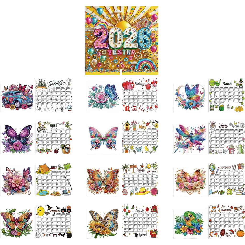 5D/DIY Calendar Diamond Painting Calendar Kit Diamond Art Paper Desk Calendar Diamond Decorations Calendar for New Year Gifts