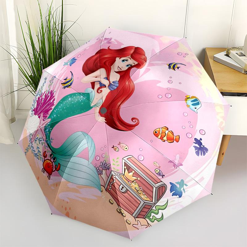 1pc Mermaid Design Automatic Opening/Closing Folding Umbrella with 8 Iron Ribs, Portable Sunshade for Men and Women yy250731095