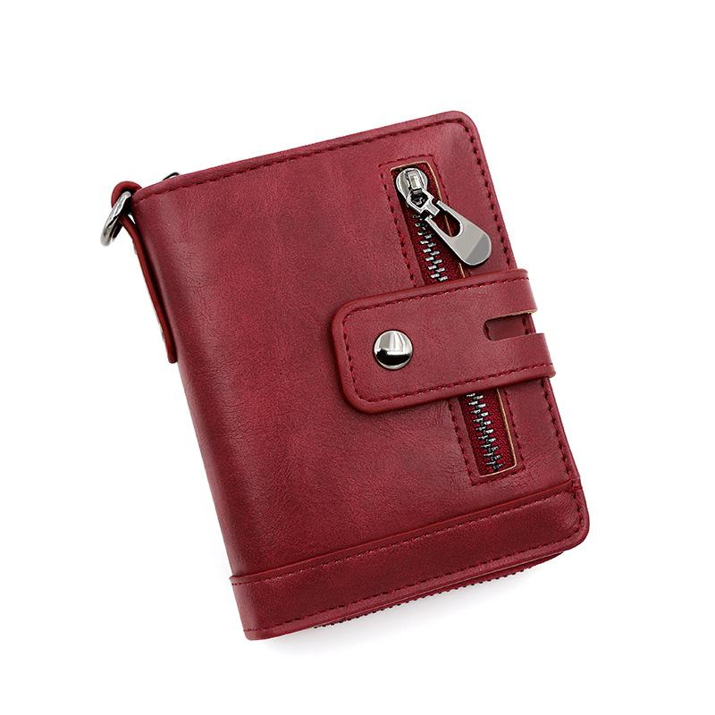 Men Wallets Leather Double Zipper Card Holder Short Male Purse Coin Pocket Vintage Brand High Quailty Men Wallets