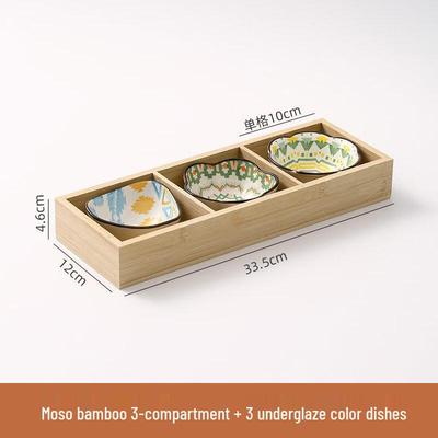 Bamboo Compartment Serving Tray for Tea and Snacks