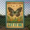 Vintage Metal Sign Butterfly Let It Be Wall Art Decor