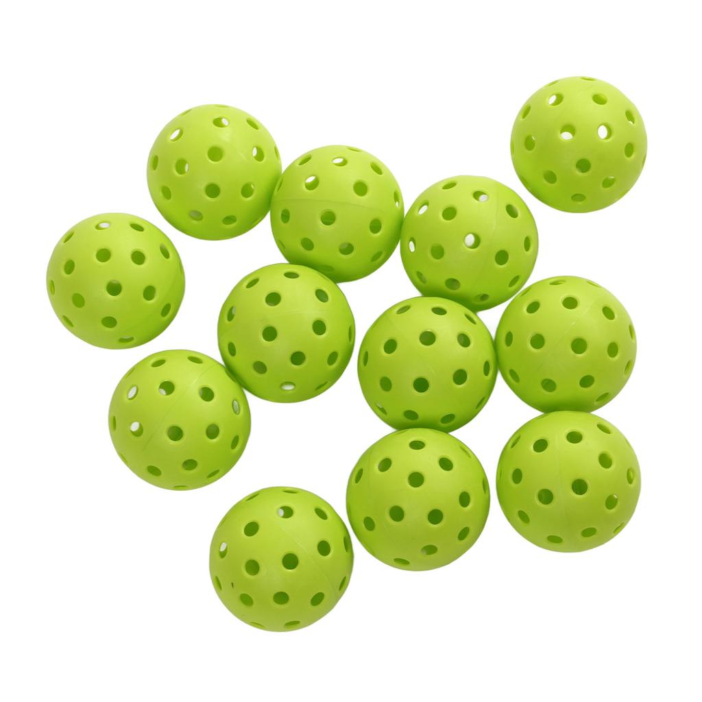 12PCS 74mm 40 Holes Pickleballs PE Plastic High Elasticity Pickleball Outdoor Hole Balls Green