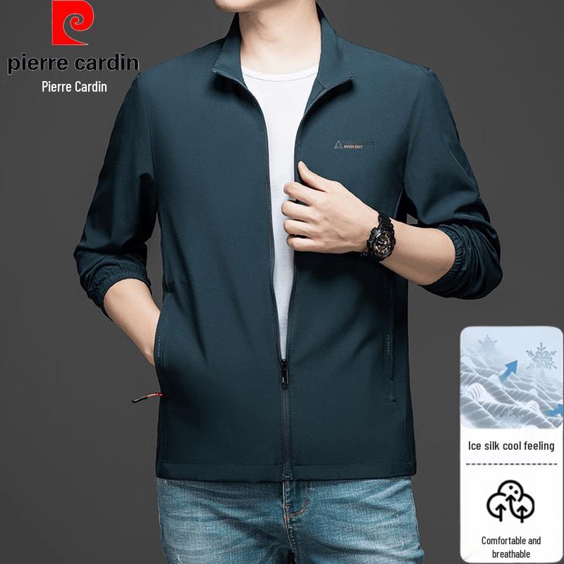 Pierre Cardin Men's Lightweight Ice Silk Stand Collar Jacket