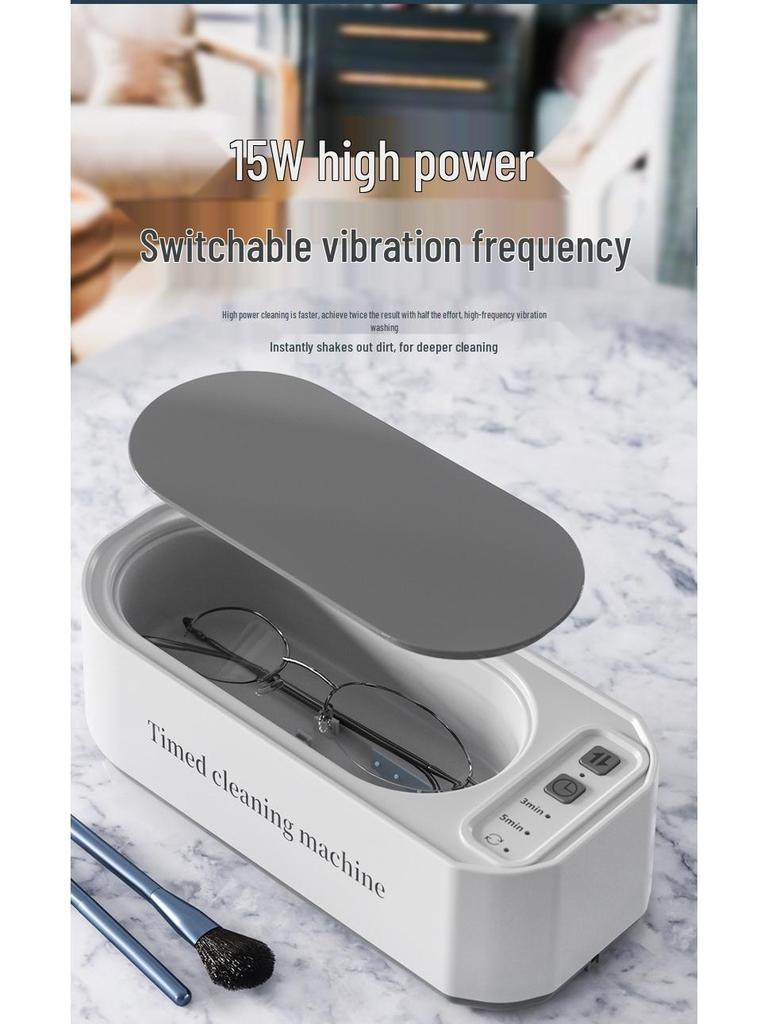 Multifunctional Ultrasonic Cleaner for Glasses, Contact Lenses, Jewelry, and Toothbrushes with Timer