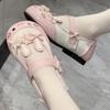 Lo shoes flat single shoes female sweet cute pink spot bow big head kitten jk uniform shoes