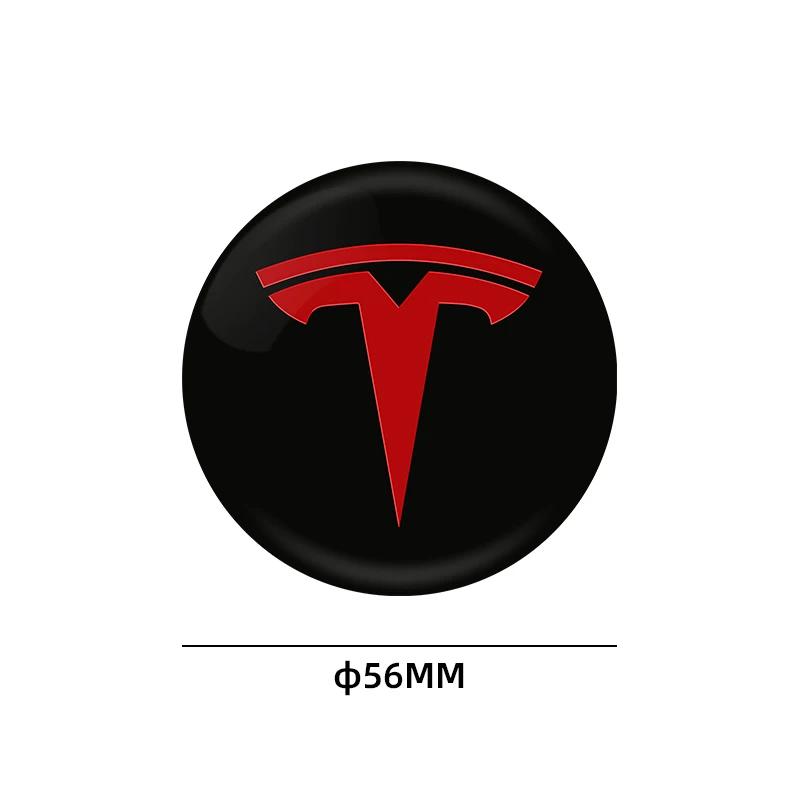 4PCS 56MM Wheel Hub Cap Sticker Car Caps Rim Stickers Badge Cover Decoration For Tesla Model Y 3 S X Roadster