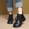Retro Martin Boots Women's 2025 Winter New Thick Heel Lace-up Short Boots Low Leather Boots Mother Shoes Thickened Warm