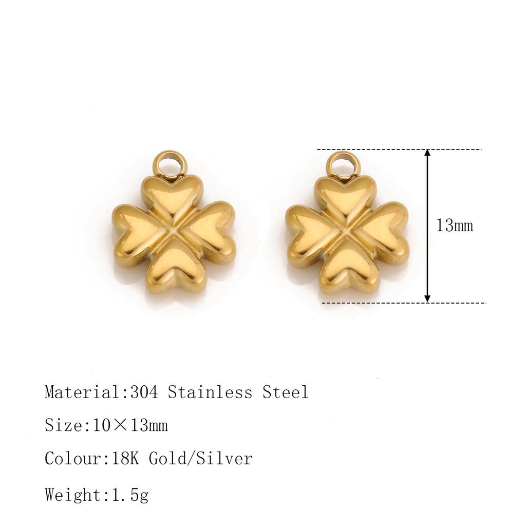 3Pcs Cute Small Bear/Luckly Clover/Heart/Sun Flower Charms PVD Plated Gold Pendants DIY Necklace Bracelet Earring Jewelry Making