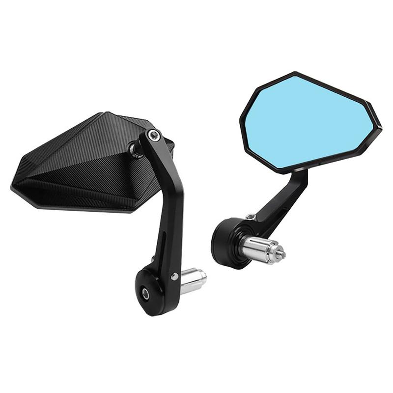 2Pcs Black Blue Glass 335 Motorcycle Rearview Mirror Handle End Rearview Mirror Accessories For 13-17mm Handlebar Ends