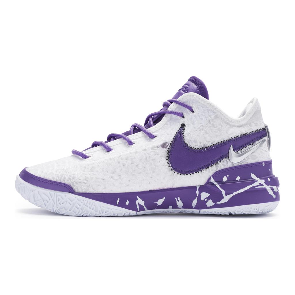 Nike LeBron NXXT Gen Slip Resistant Abrasion Resistant Mid top Basketball Shoes Men's White Purple Asian Version DR8788-101(Team80-)