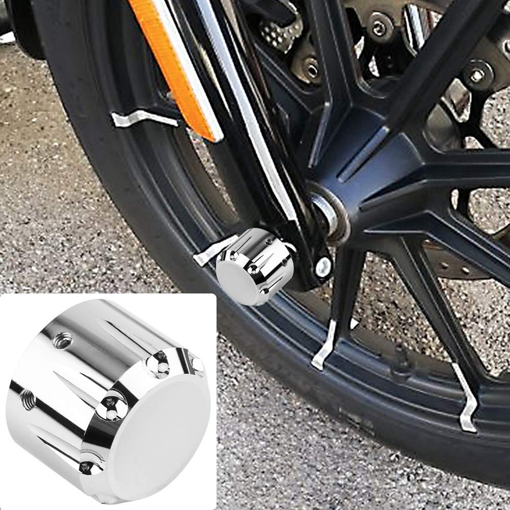 Akozon Motorcycle Front Axle Skull Nut Bolt Cover Caps, CNC Aluminum Motorcycle Front Axle Nut Covers, Axle Caps, 2 Pieces (Plated Color)